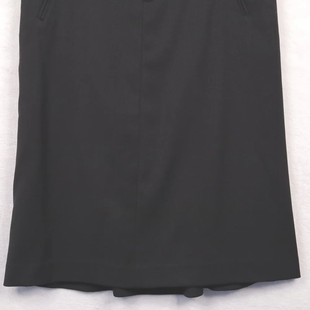 LAUREN RALPH LAUREN Flounce Hem A-Line Pencil Skirt Zip Pockets Wool Black Sz 6‎